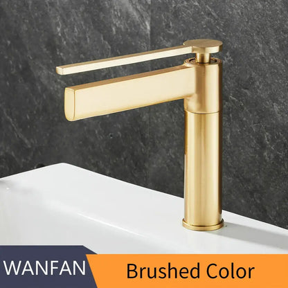 Modern chrome decorbites basin faucet brushed gold single-handle bathroom sink mixer with sleek design