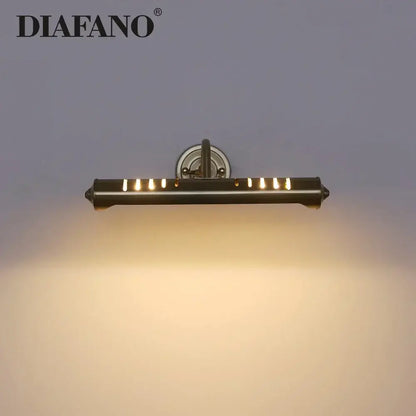 Diafano wall lamp with brushed brass finish and warm-toned LED lights for modern chrome slotted vanity wall lamp use