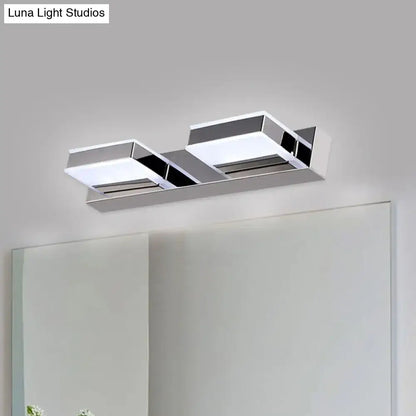 Modern chrome rectangular acrylic vanity light with two led panels and fixture height for bathroom use