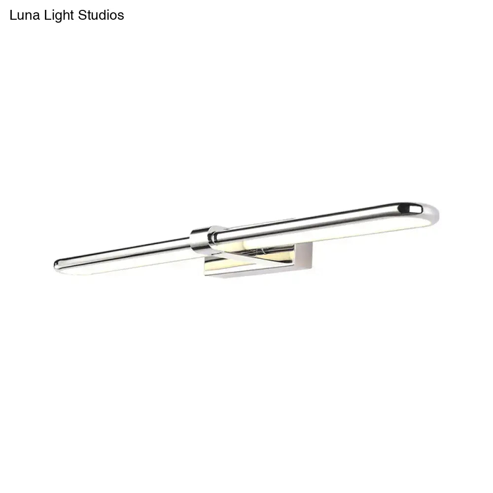 Modern chrome stainless steel wall lamp with acrylic oval shade and integrated led strip for bathroom vanity lighting