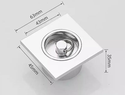 Modern chrome swimming pool fishbowl drain bathroom floor cover with square chrome finish and central lifting handle by decorbites brass chrome
