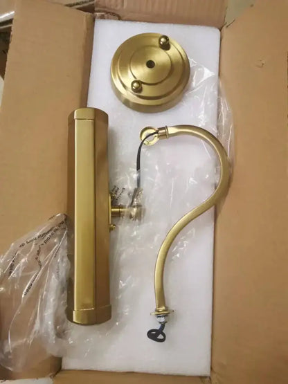 Modern chrome wall light with brass-finished industrial pendant and curved arm for decorbites gold mirror headlight use