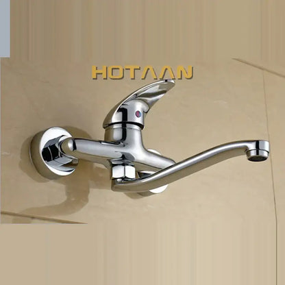 Modern chrome wall mounted kitchen tap with curved spout in brass chrome decorbites brass chrome dual finish