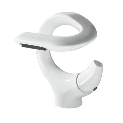 Modern chrome waterfall bathroom faucet single handle mixer tap with white ceramic body black handle single hole design