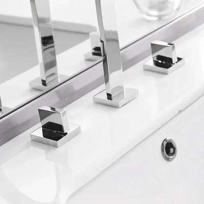 Modern chrome waterfall brass chrome bathroom sink faucet with chrome-finished square minimalist handles for brass chrome bathroom decorbites upholstery