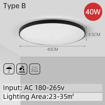 Modern circular black and white led ceiling light with sleek frame and white diffuser ideal for decorbites led ceiling use