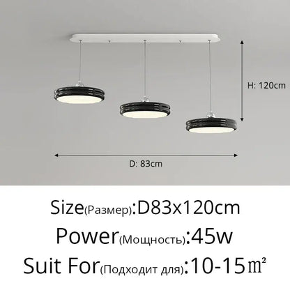 Modern chandelier pendant featuring black and white circular shades for dining room decorbites circular modern design
