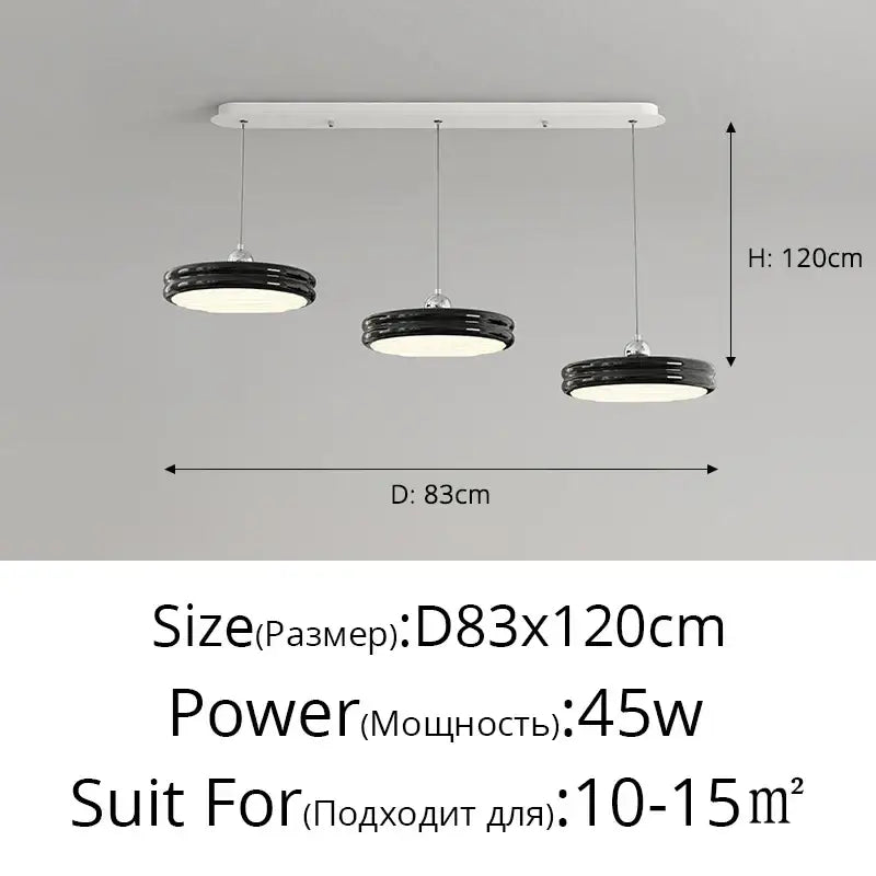 Modern chandelier pendant featuring black and white circular shades for dining room decorbites circular modern design