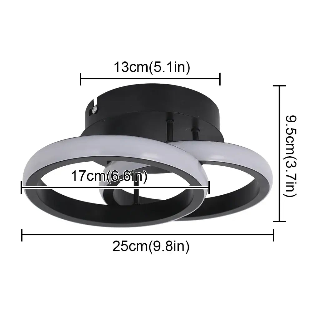 Modern circular white and black acrylic led ceiling light with sleek overlapping ring design for bedroom decorbites acrylic led