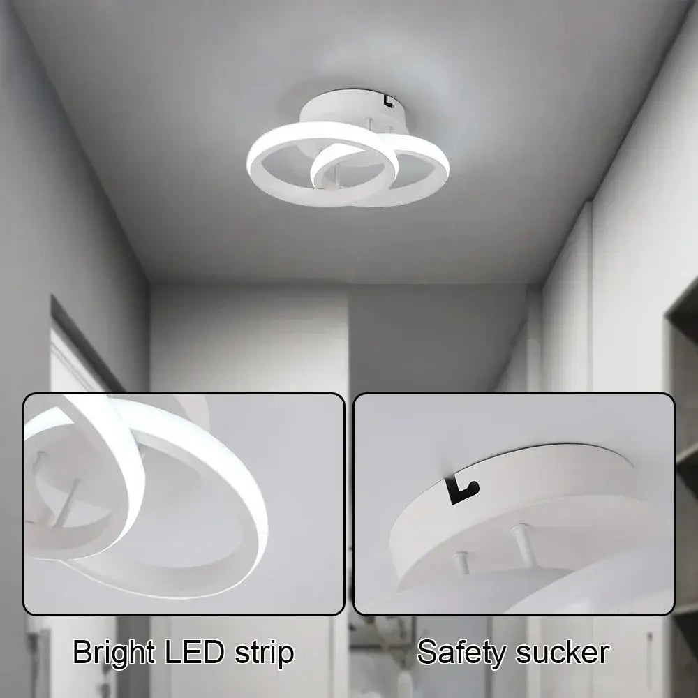 Modern circular white and black acrylic led ceiling light with two interlocking rings for bedroom decorbites acrylic led ceiling