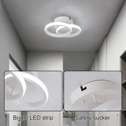 Modern circular white and black acrylic led ceiling light with two interlocking rings for bedroom decorbites acrylic led ceiling