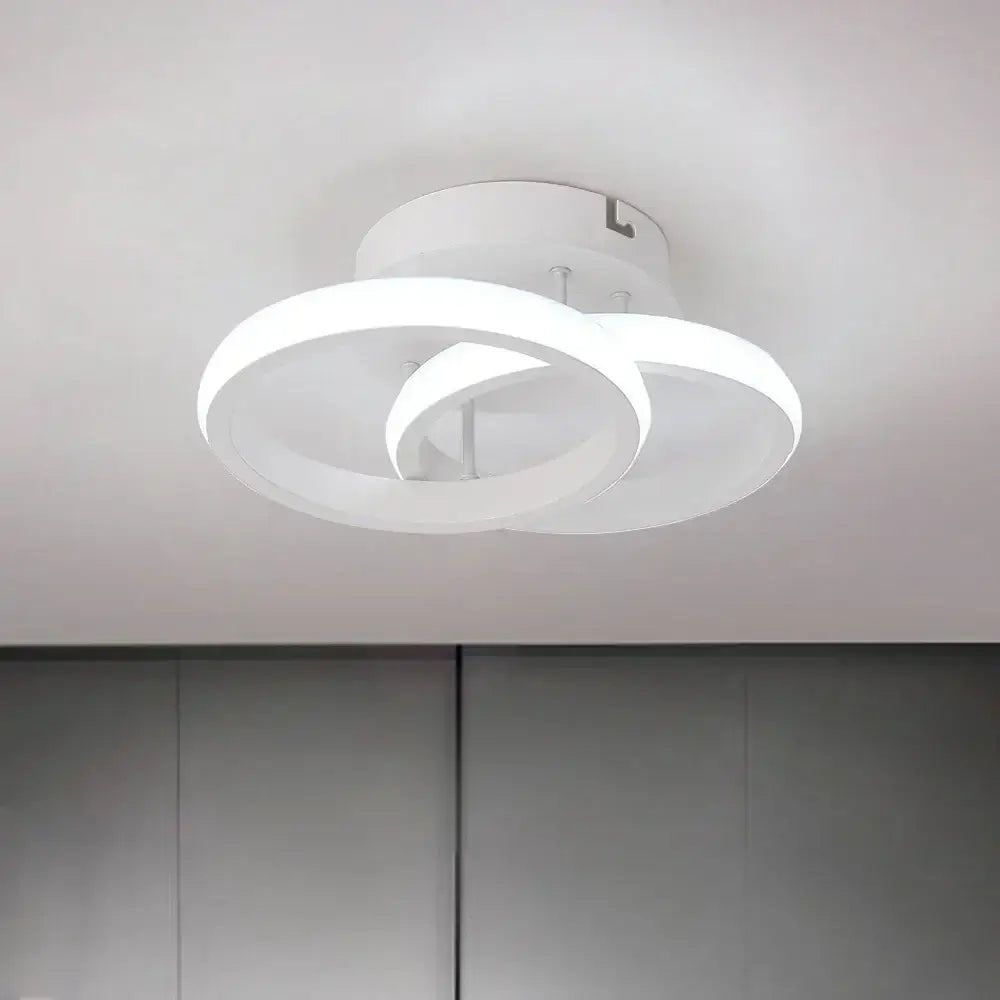 Modern white and black acrylic led ceiling light with two interlocking circular rings for bedroom decorbites acrylic led ceiling