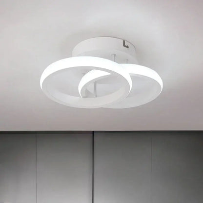 Modern white and black acrylic led ceiling light with two interlocking circular rings for bedroom decorbites acrylic led ceiling