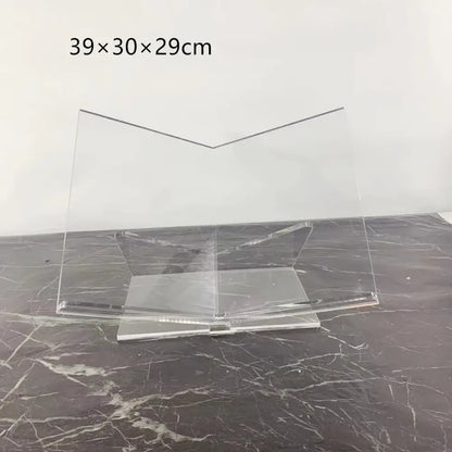 Modern clear acrylic geometric magazine rack with minimalist design and precise edges for office desktop storage