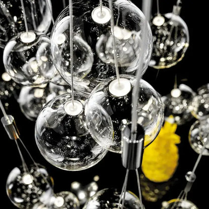Modern clear bubble glass pendant light with metallic fixtures for dining room decorbites bubble glass pendant light