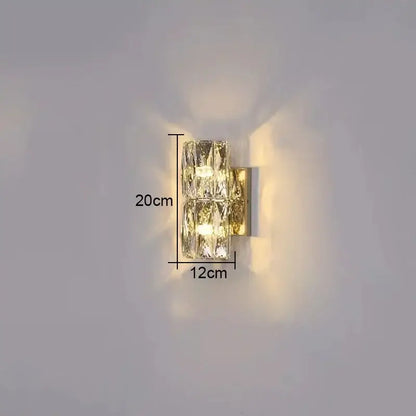 Modern clear faceted crystal wall lamp with decorbites crystal high-end glass blocks and metallic backplate for luxury decor