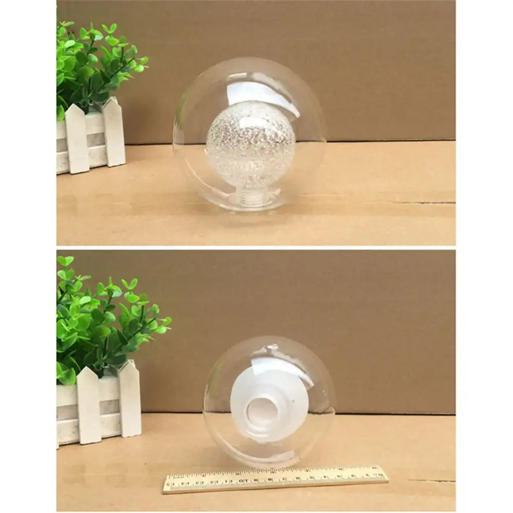 Modern clear and frosted glass shade cover replacement with textured interior sphere and central mounting hole for living room