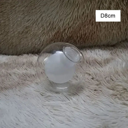 Modern clear and frosted glass shade cover replacement with threaded neck and opaque white interior 8cm diameter