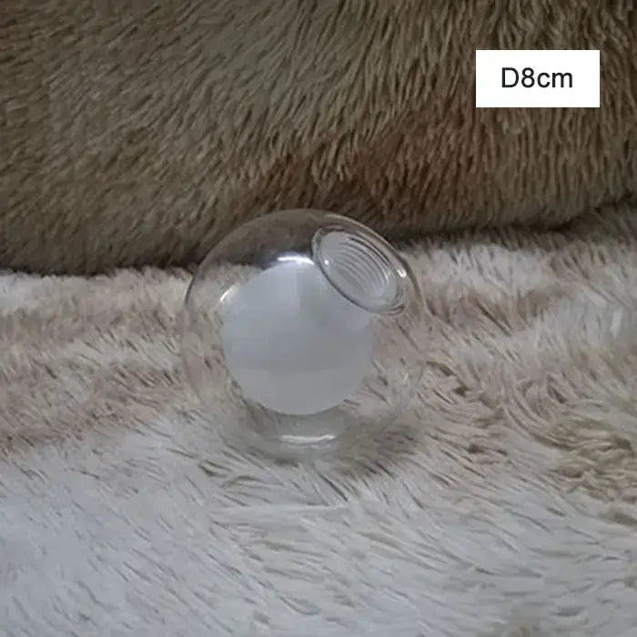 Modern clear and frosted glass shade cover replacement with threaded neck and opaque white interior 8cm diameter
