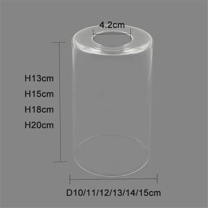 Modern clear glass cylinder lampshade with 4.2cm diameter opening and various heights for bathroom vanity light decorbites clear glass