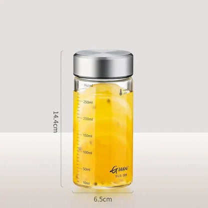 Modern clear glass sealed jug with stainless steel sus-304 lid marked in milliliters by brand gianxi for kitchen storage