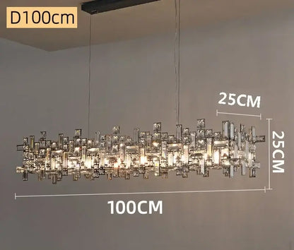 Modern clear and gold decorbites elegant crystal chandelier with a sleek silver frame and asymmetrical glass prisms for living room decor