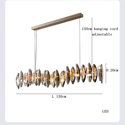 Modern clear and smoky crystal led chandelier with sleek metallic frame and faceted discs for decorbites crystal led lighting