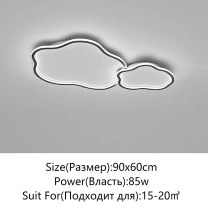 Modern cloud black led ceiling light fixture with white silver metallic finish and illuminated outline for bedroom decorbites ceiling light