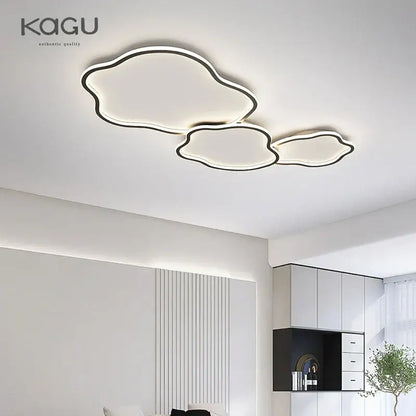 Modern cloud black led ceiling light with sleek black outline and soft white illumination by kagu for decorbites led ceiling decor