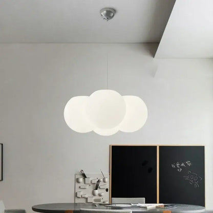 Modern cloud glass ball milky white pendant light with smooth matte finish for living room decorbites glass ball design