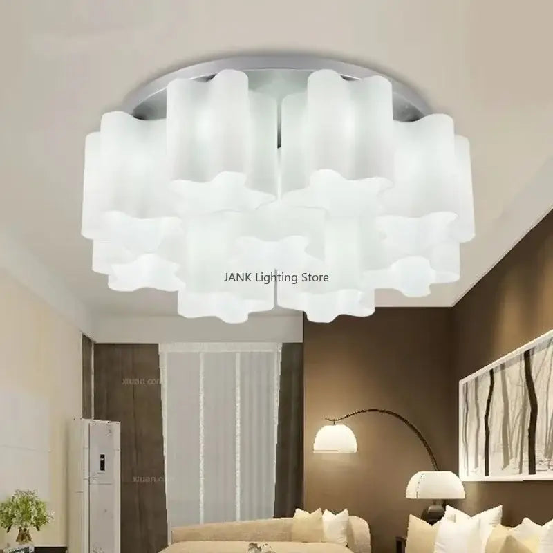 Modern cloud glass led ceiling light with white frosted glass and sleek silver frame from decorbites cloud glass collection