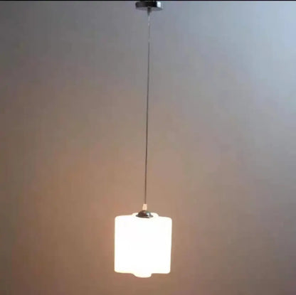 Modern cloud glass led ceiling light with white minimalist cylindrical design and chrome suspension chain by decorbites cloud glass
