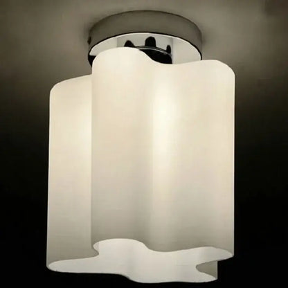 Modern cloud glass led ceiling light with frosted white wavy glass shade and polished chrome base for bedroom decorbites cloud glass
