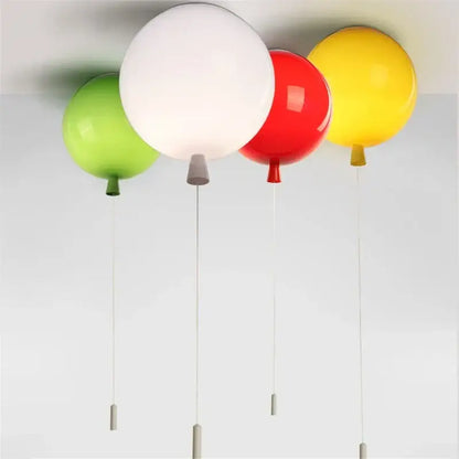 Modern colorful balloon acrylic ceiling light with green white red and yellow glossy shapes for kids bedroom ceiling light