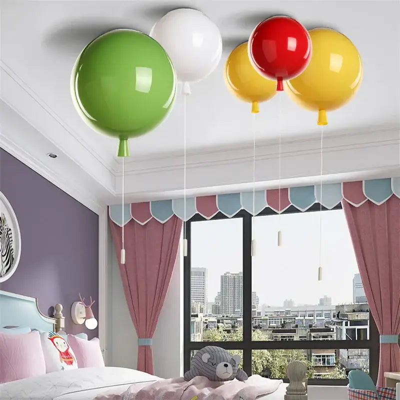 Modern colorful balloon acrylic ceiling light in green white red and yellow for kids bedroom ceiling light