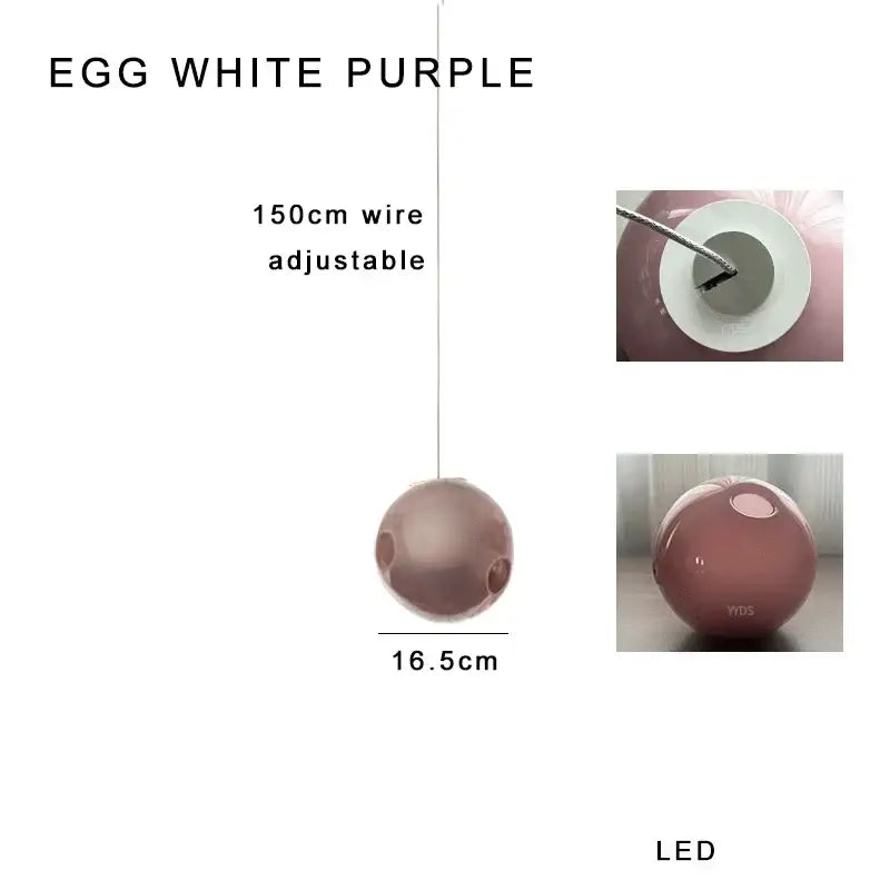 Modern colorful balls chandelier featuring a sleek translucent egg white purple glass led pendant light with adjustable wire decorbites colorful balls