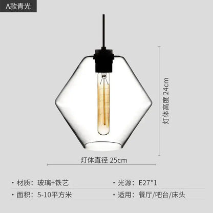 Modern colorful geometric decorbites geometric glass pendant light with clear hexagonal glass and black metal fixture for kitchen lighting
