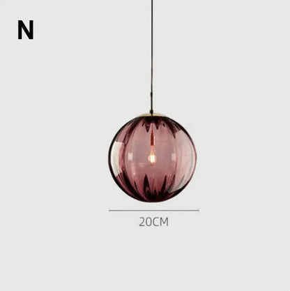 Modern colorful decorbites glass ball lustre pendant light in amethyst with gold fixture for kitchen decor