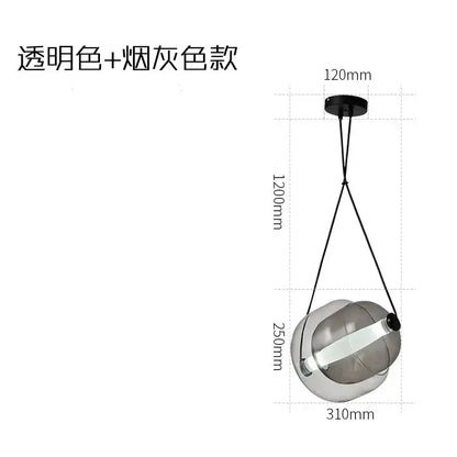 Modern colorful glass capsule led pendant light with transparent and smoky gray glass capsule for kitchen bar lighting