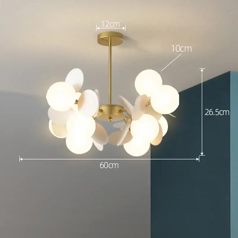 Modern colorful glass decorbites branch chandelier with brass finish and frosted white orbs for living room lighting