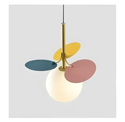 Modern colorful glass decorbites branch chandelier with pastel disc pendant lights and brass stem for living room decor