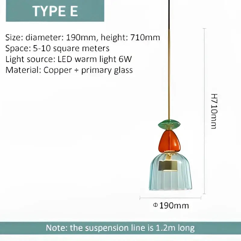 Modern colorful glass led pendant chandeliers featuring copper and blue glass pendant lights for kitchen and dining room