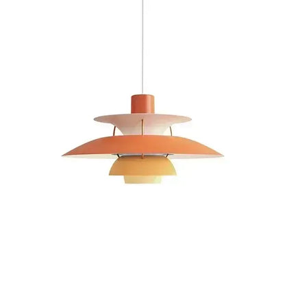 Modern colorful orange and yellow tiered led pendant light with layered design for kitchen and living room use