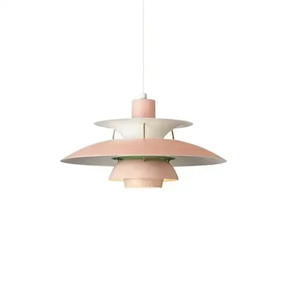 Pastel pink layered led pendant light with sleek modern design for kitchen and living room lighting