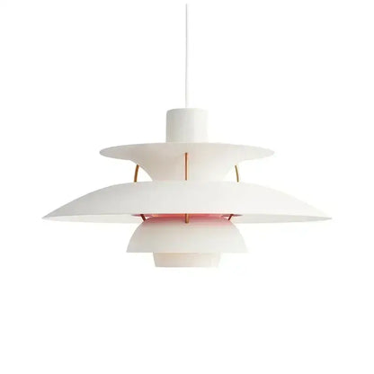 Modern colorful white layered led pendant light with rose gold accents for kitchen and living room lighting