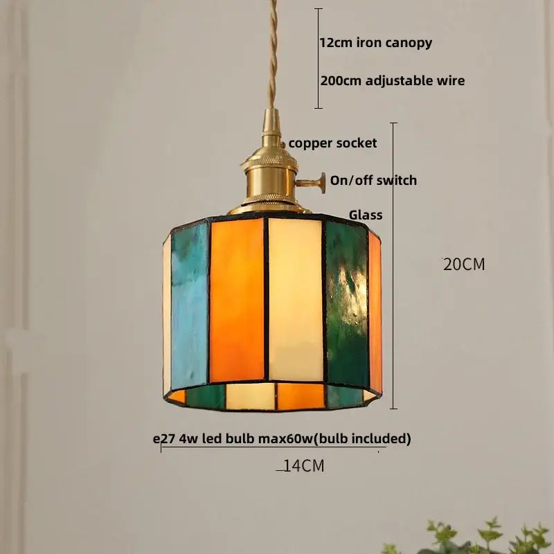 Modern colorful led glass cube pendant light with hexagonal brass copper socket and decorbites colorful led design