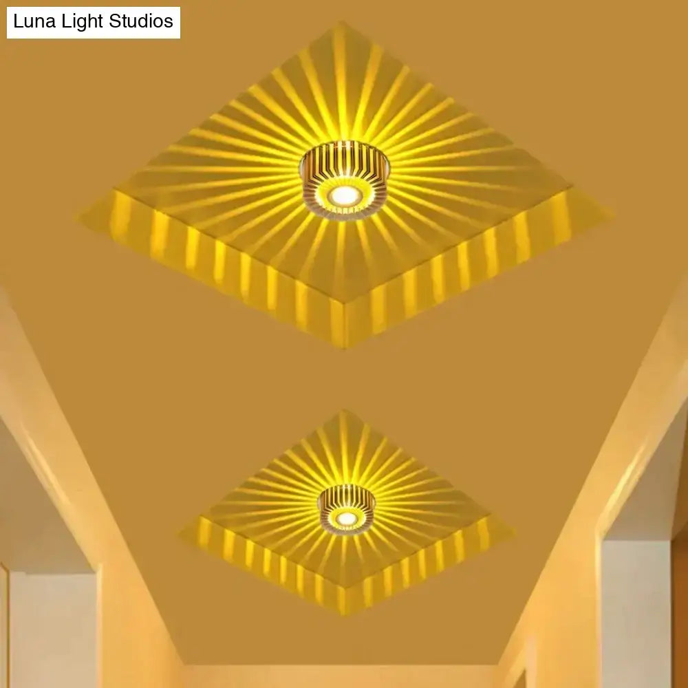 Decorbites modern ceiling light with golden square sunburst design metallic finish ideal for recessed ceiling lights