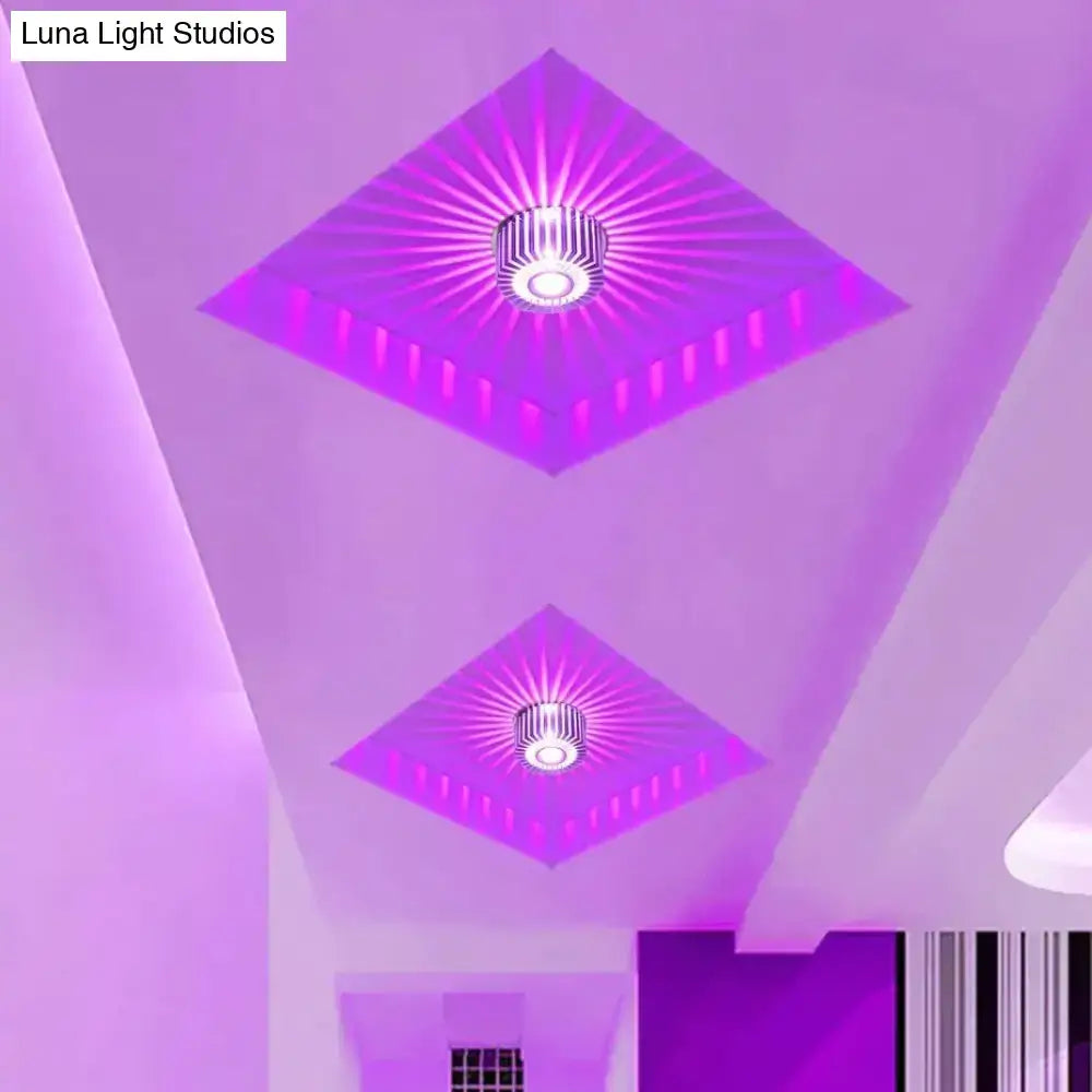 Decorbites™ modern purple led recessed ceiling light with circular ribbed metallic center for indoor use