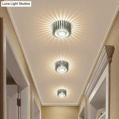 Three decorbites™ modern recessed ceiling lights with metallic finish and radial light beams for indoor use