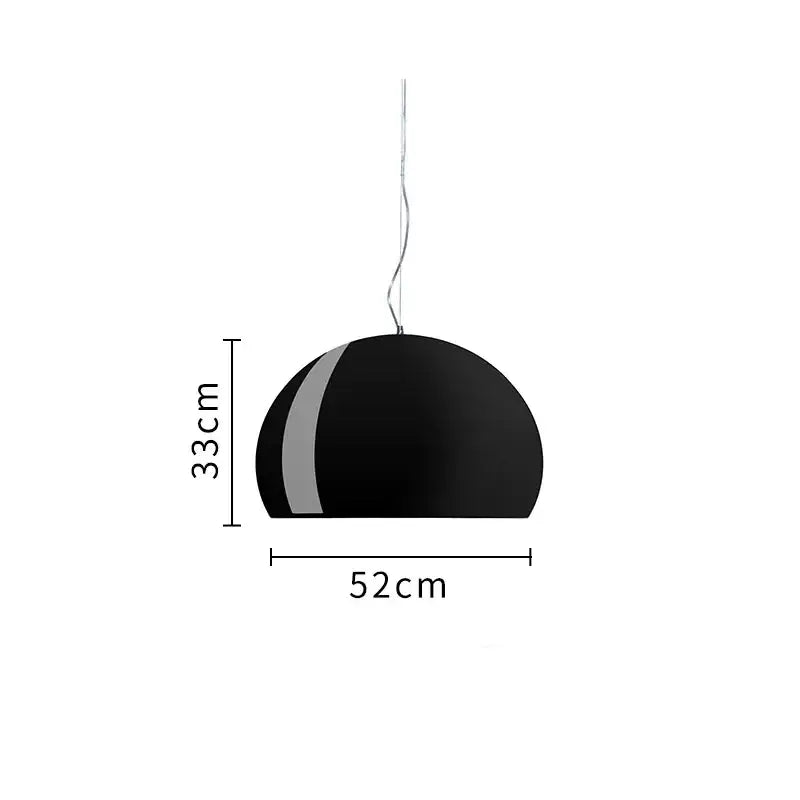 Black dome-shaped pendant lamp with sleek curved gray stripe accent decorbites colorful hanging light for dining room decor
